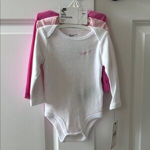 Nike Baby Girls Long-Sleeve Bodysuits - White, Light Pink & Hot Pink